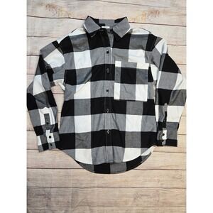 Women's Abercrombie & Fitch White And Black Buffalo Plaid‎ Button Down Shirt XS